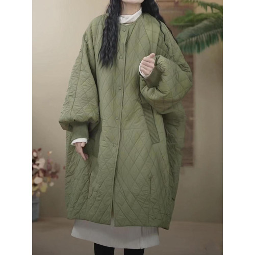 2025年新款寬松菱格夾棉秋冬天外套女春秋中長款百搭休閒風衣棉衣 2025年新款寬松菱格夾棉秋冬天外套女春秋中長款百搭休閒風衣棉衣