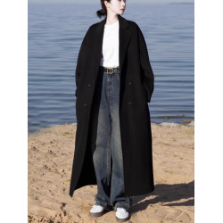 高個子雙面呢羊絨毛呢外套女大衣加長款高級感到腳踝超長呢子秋冬