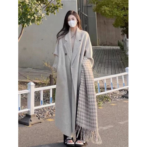 高個子雙面呢羊絨毛呢外套女大衣加長款高級感到腳踝超長呢子秋冬