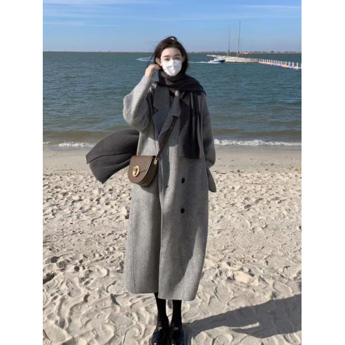 高個子雙面呢羊絨毛呢外套女大衣加長款高級感到腳踝超長呢子秋冬