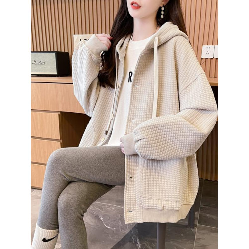 連帽衛衣外套女2025新款春秋季寬松大碼胖mm休閒百搭純色開衫上衣 連帽衛衣外套女2025新款春秋季寬松大碼胖mm休閒百搭純色開衫上衣