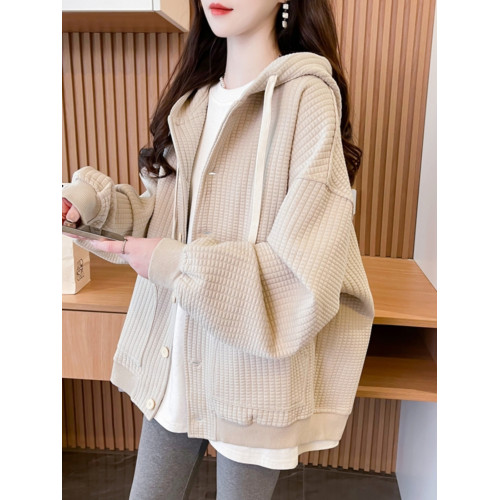 連帽衛衣外套女2025新款春秋季寬松大碼胖mm休閒百搭純色開衫上衣 連帽衛衣外套女2025新款春秋季寬松大碼胖mm休閒百搭純色開衫上衣