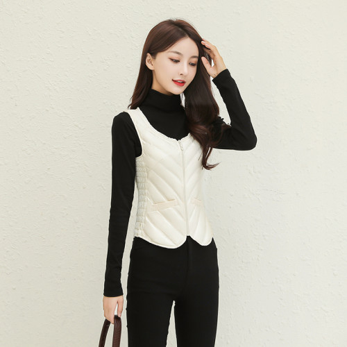 羽絨馬甲女2025新款背心輕薄內穿保暖貼身女士打底內膽小馬夾冬季