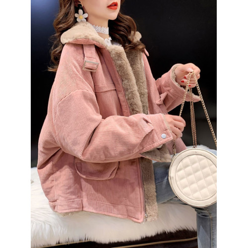 羊羔毛工裝燈芯絨外套女秋冬季寬松百搭毛毛保暖加絨加厚棉衣棉服 羊羔毛工裝燈芯絨外套女秋冬季寬松百搭毛毛保暖加絨加厚棉衣棉服