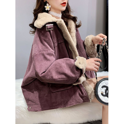 羊羔毛工裝燈芯絨外套女秋冬季寬松百搭毛毛保暖加絨加厚棉衣棉服 羊羔毛工裝燈芯絨外套女秋冬季寬松百搭毛毛保暖加絨加厚棉衣棉服