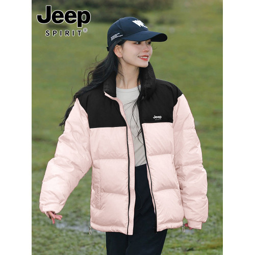 JEEP羽絨棉服女冬季2024新款潮牌拼色棉襖外套加厚保暖情侶麵包服