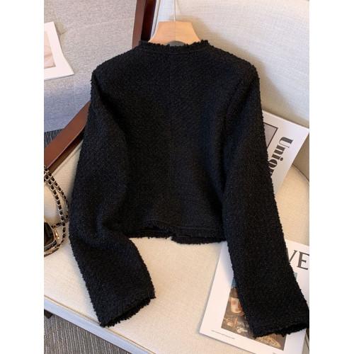 黑色小香風外套女春秋款新款2025年法式氣質名媛早春短款修身上衣 黑色小香風外套女春秋款新款2025年法式氣質名媛早春短款修身上衣