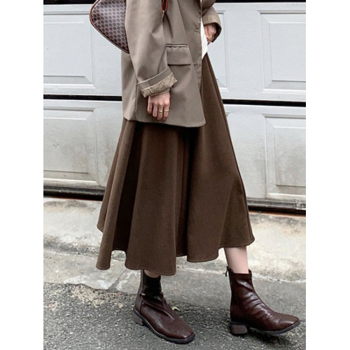 秋冬毛呢咖色半身裙女大碼胖mm微胖棕色美拉德穿搭顯瘦高腰a字裙 秋冬毛呢咖色半身裙女大碼胖mm微胖棕色美拉德穿搭顯瘦高腰a字裙