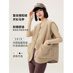 雪中飛2025秋冬新款女士圓領搖粒絨馬甲外套百搭休閒居家親膚舒適