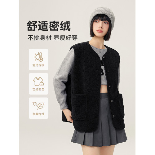 雪中飛2025秋冬新款女士圓領搖粒絨馬甲外套百搭休閒居家親膚舒適 雪中飛2025秋冬新款女士圓領搖粒絨馬甲外套百搭休閒居家親膚舒適