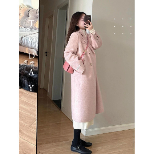 2025秋冬新款雙面羊絨大衣女韓系高級感中長款正肩小個子毛呢外套
