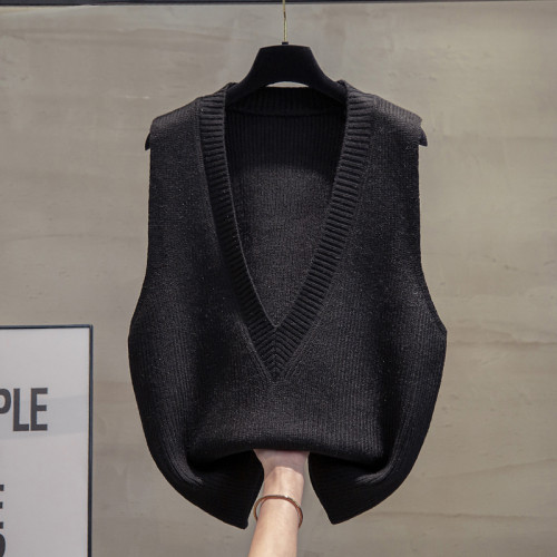 深v領針織馬甲背心女2025秋冬新款寬松馬夾外穿上衣外搭毛衣坎肩 深v領針織馬甲背心女2025秋冬新款寬松馬夾外穿上衣外搭毛衣坎肩