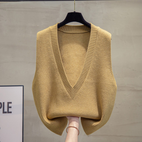 深v領針織馬甲背心女2025秋冬新款寬松馬夾外穿上衣外搭毛衣坎肩 深v領針織馬甲背心女2025秋冬新款寬松馬夾外穿上衣外搭毛衣坎肩