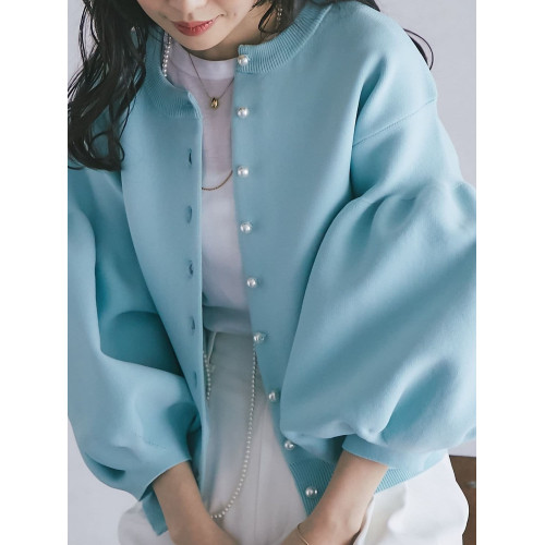 日系甜美燈籠泡泡袖針織開衫毛衣外套可前後兩穿厚短外套 日系甜美燈籠泡泡袖針織開衫毛衣外套可前後兩穿厚短外套