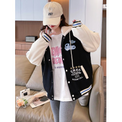 羊羔毛棉服女秋冬季小個子2025新款中學生衛衣加絨加厚棒球服外套