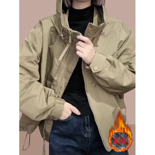 2025秋冬季新款女士短外套加絨加厚爆款沖鋒衣小個子大碼女裝棉服 2025秋冬季新款女士短外套加絨加厚爆款沖鋒衣小個子大碼女裝棉服