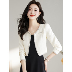 小香風外套女2025春秋新款高級感氣質韓系精緻開衫小個子短款上衣