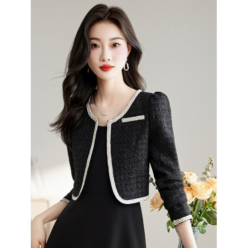 小香風外套女2025春秋新款高級感氣質韓系精緻開衫小個子短款上衣 小香風外套女2025春秋新款高級感氣質韓系精緻開衫小個子短款上衣