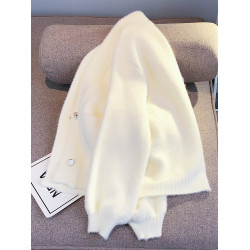 仙女溫柔系針織外套女2025春秋新款寬松韓系白色軟糯開衫上衣潮