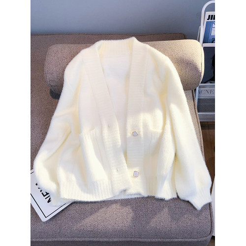 仙女溫柔系針織外套女2025春秋新款寬松韓系白色軟糯開衫上衣潮 仙女溫柔系針織外套女2025春秋新款寬松韓系白色軟糯開衫上衣潮