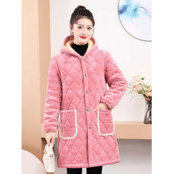 中長款金絲絨棉服冬季女裝棉襖加厚加絨省服保暖罩衣加肥加大外套