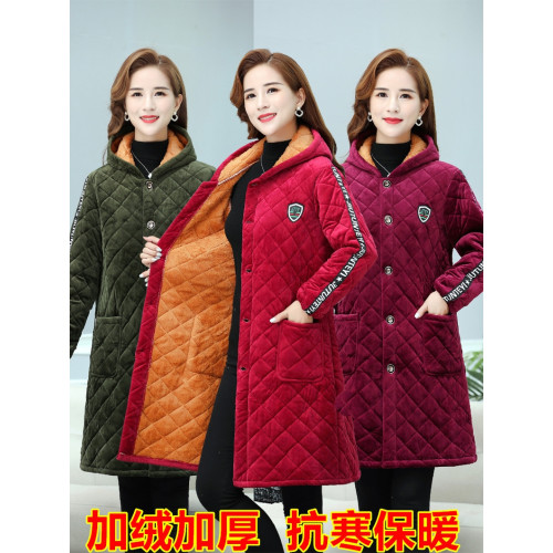 中長款金絲絨棉服冬季女裝棉襖加厚加絨省服保暖罩衣加肥加大外套 中長款金絲絨棉服冬季女裝棉襖加厚加絨省服保暖罩衣加肥加大外套