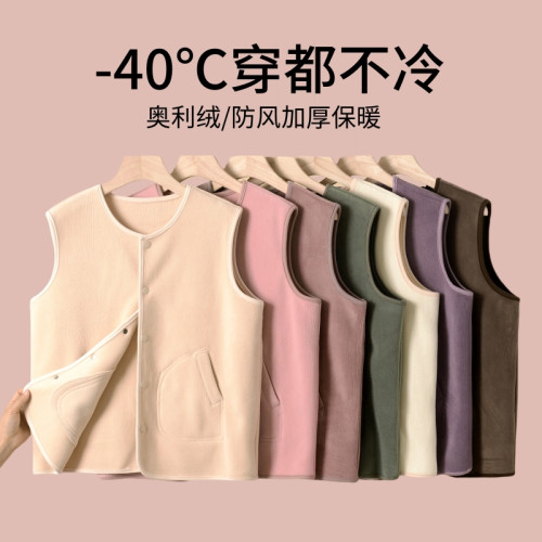 秋冬季雙面奧粒絨馬夾女單排釦短款馬甲保暖內搭加絨加厚坎肩外套 秋冬季雙面奧粒絨馬夾女單排釦短款馬甲保暖內搭加絨加厚坎肩外套