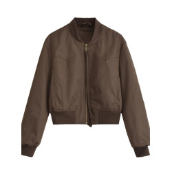 美式雙拉鍊休閒夾克外套女春秋季2024新款立領寬松顯瘦短款棒球服