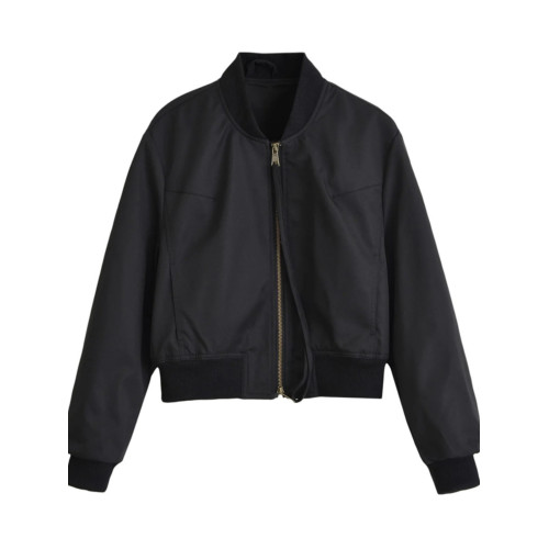 美式雙拉鍊休閒夾克外套女春秋季2024新款立領寬松顯瘦短款棒球服 美式雙拉鍊休閒夾克外套女春秋季2024新款立領寬松顯瘦短款棒球服