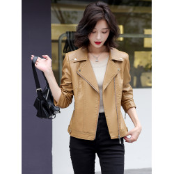 2025秋季新款海甯真皮皮衣外套女短款韓版西裝領機車服顯瘦皮夾克