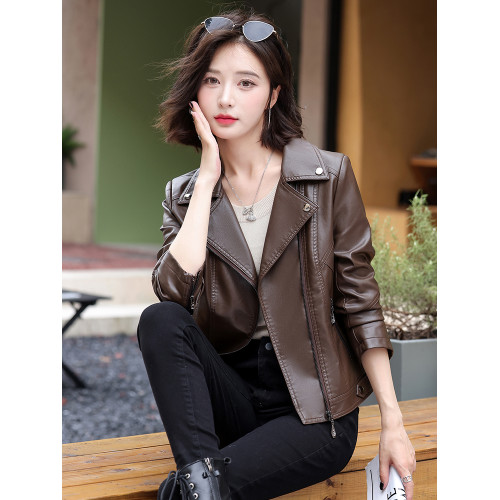 2025秋季新款海甯真皮皮衣外套女短款韓版西裝領機車服顯瘦皮夾克 2025秋季新款海甯真皮皮衣外套女短款韓版西裝領機車服顯瘦皮夾克
