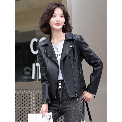 2025秋季新款海甯真皮皮衣外套女短款韓版西裝領機車服顯瘦皮夾克 2025秋季新款海甯真皮皮衣外套女短款韓版西裝領機車服顯瘦皮夾克