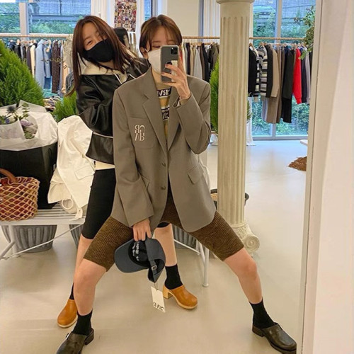 韓代grove車靜媛同款刺綉小西裝女 2022春高級感小衆寬松氣質外套 韓代grove車靜媛同款刺綉小西裝女 2022春高級感小衆寬松氣質外套