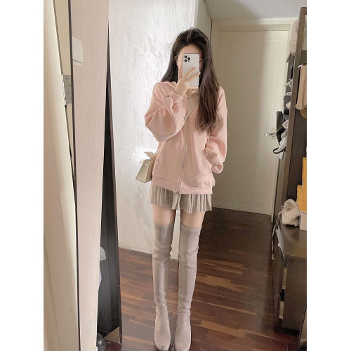 韓國新款2023秋裝休閒顯瘦高腰百褶短裙褶皺羊毛針織超短半身裙女