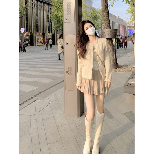 韓國新款2023秋裝休閒顯瘦高腰百褶短裙褶皺羊毛針織超短半身裙女