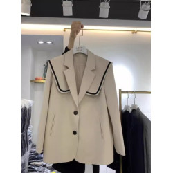 特大碼300斤氣質海軍領西裝外套女高級感中長款寬松韓版西服上衣