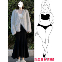 針織魚尾半身裙女秋冬大碼胖mm設計感高腰顯瘦包臀裙a字長裙ins潮