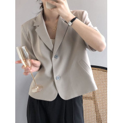 時尚短袖西裝外套女2025夏季大碼韓版通勤垂感短款休閒小西服上衣
