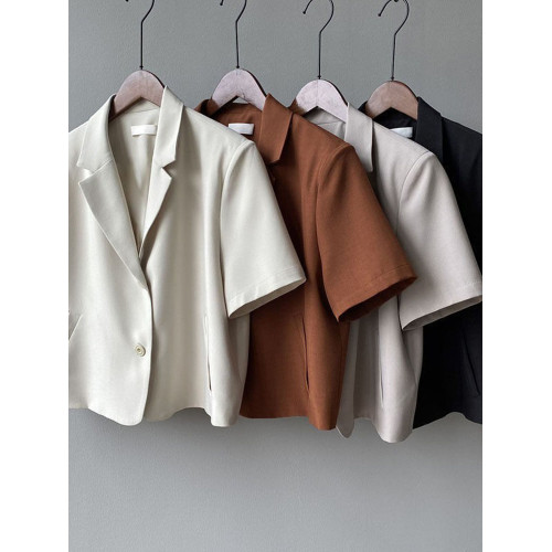 時尚短袖西裝外套女2025夏季大碼韓版通勤垂感短款休閒小西服上衣 時尚短袖西裝外套女2025夏季大碼韓版通勤垂感短款休閒小西服上衣