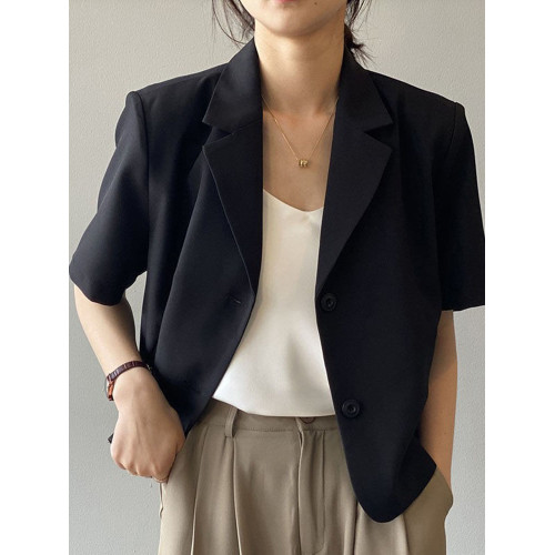 時尚短袖西裝外套女2025夏季大碼韓版通勤垂感短款休閒小西服上衣 時尚短袖西裝外套女2025夏季大碼韓版通勤垂感短款休閒小西服上衣