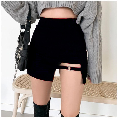 黑色包臀裙女春夏不規則半身裙子緊身性感辣妹純欲高腰小個子短裙