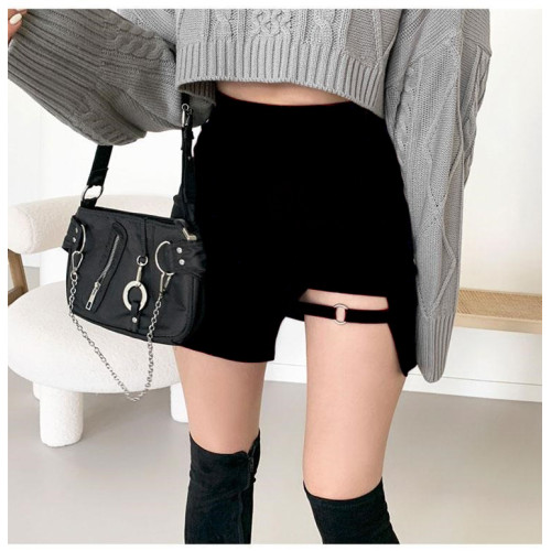 黑色包臀裙女春夏不規則半身裙子緊身性感辣妹純欲高腰小個子短裙