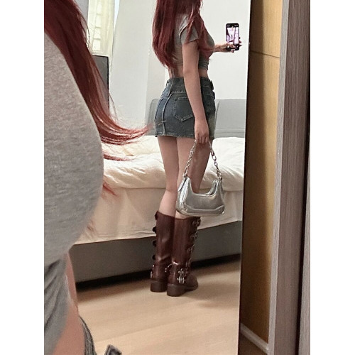 春秋新款高腰牛仔半身裙褲女大碼胖mm顯瘦設計感防走光包臀短裙子 春秋新款高腰牛仔半身裙褲女大碼胖mm顯瘦設計感防走光包臀短裙子