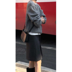 黑灰色西裝半身裙女春秋2025新款高腰顯瘦a字包臀裙子一步中長款