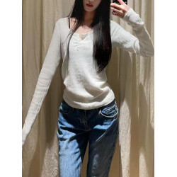 Brandy BM美式zellytop三粒釦孔眼長袖T恤女bm打底衫上衣百搭內搭