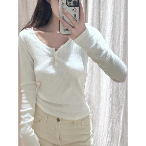 Brandy BM美式zellytop三粒釦孔眼長袖T恤女bm打底衫上衣百搭內搭