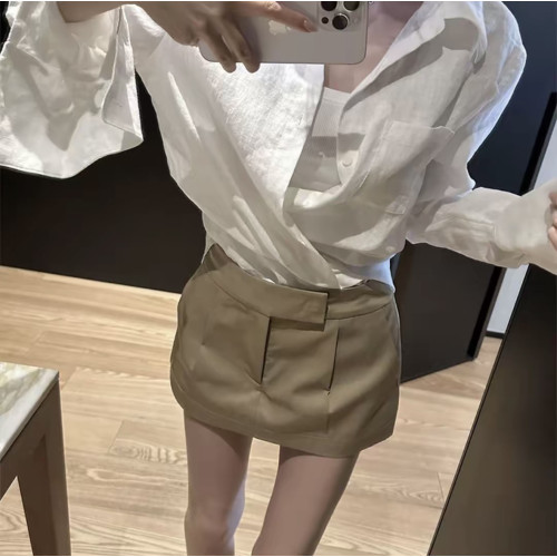 FASC自製 秋季卡其色短裙女 黑色西裝A字半身裙高腰辣妹裙褲短裙 FASC自製 秋季卡其色短裙女 黑色西裝A字半身裙高腰辣妹裙褲短裙