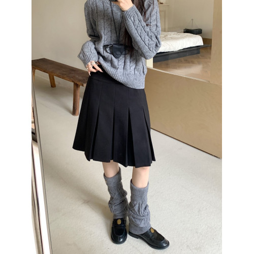 大碼毛呢百褶裙女秋冬加厚顯瘦遮胯a字裙日系高腰中長款半身裙子 大碼毛呢百褶裙女秋冬加厚顯瘦遮胯a字裙日系高腰中長款半身裙子