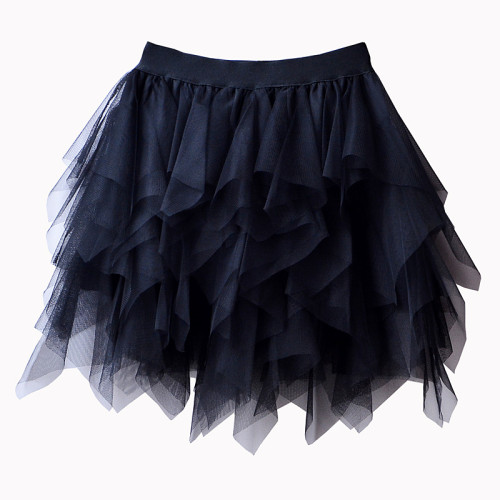 春夏季高腰短款蓬蓬蛋糕裙不規則層層網紗短裙小個子甜美半身裙女