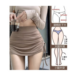 抽繩褶皺半身裙女秋冬2025年大碼mm辣妹性感修身顯瘦包臀a字裙褲